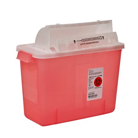 Sharps Container SharpStar™ In-Room™ 11-3/4 H X 13-3/4 W X 6 D Inch 2 Gallon Translucent Red Base / Translucent Lid Horizontal Entry Counter Balanced Door Lid (1/EA 10/CS) by Cardinal  ID 8534SA